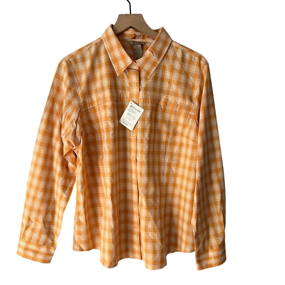 Duluth Trading Co No Fly Zone Insect Repellent Shirt Womens XL Plaid Gorpcore